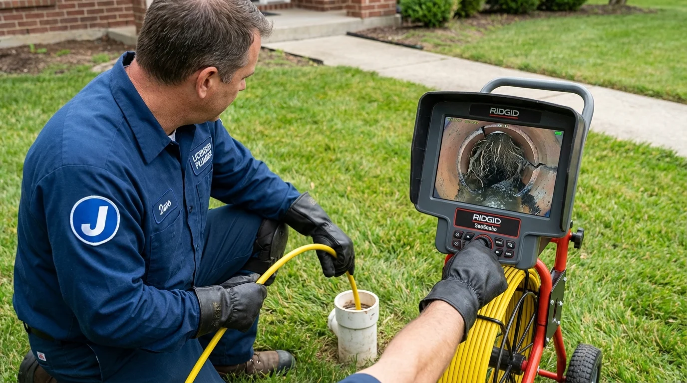 Sewer camera inspection being performed by Johns Plumbing LLC in West Bend